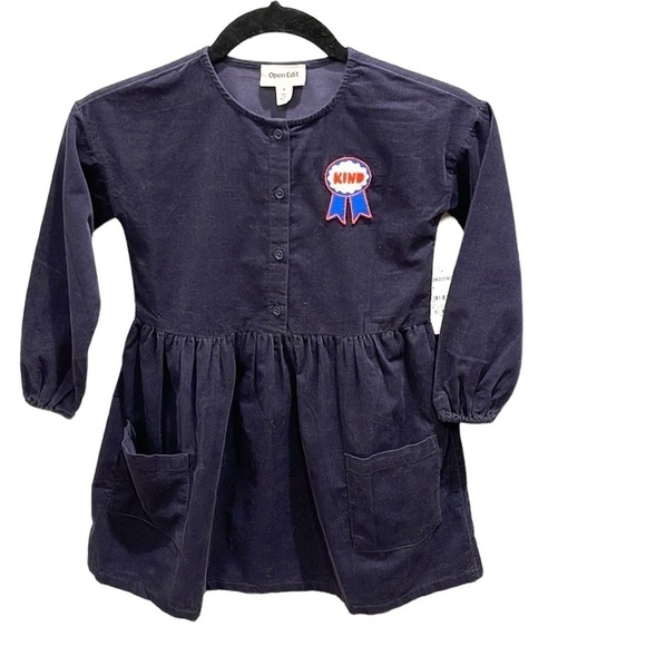 Nwt OPEN Edit Nordstrom Kind Award Corduroy Navy Dress Girl’s SZ 6 - Picture 1 of 6